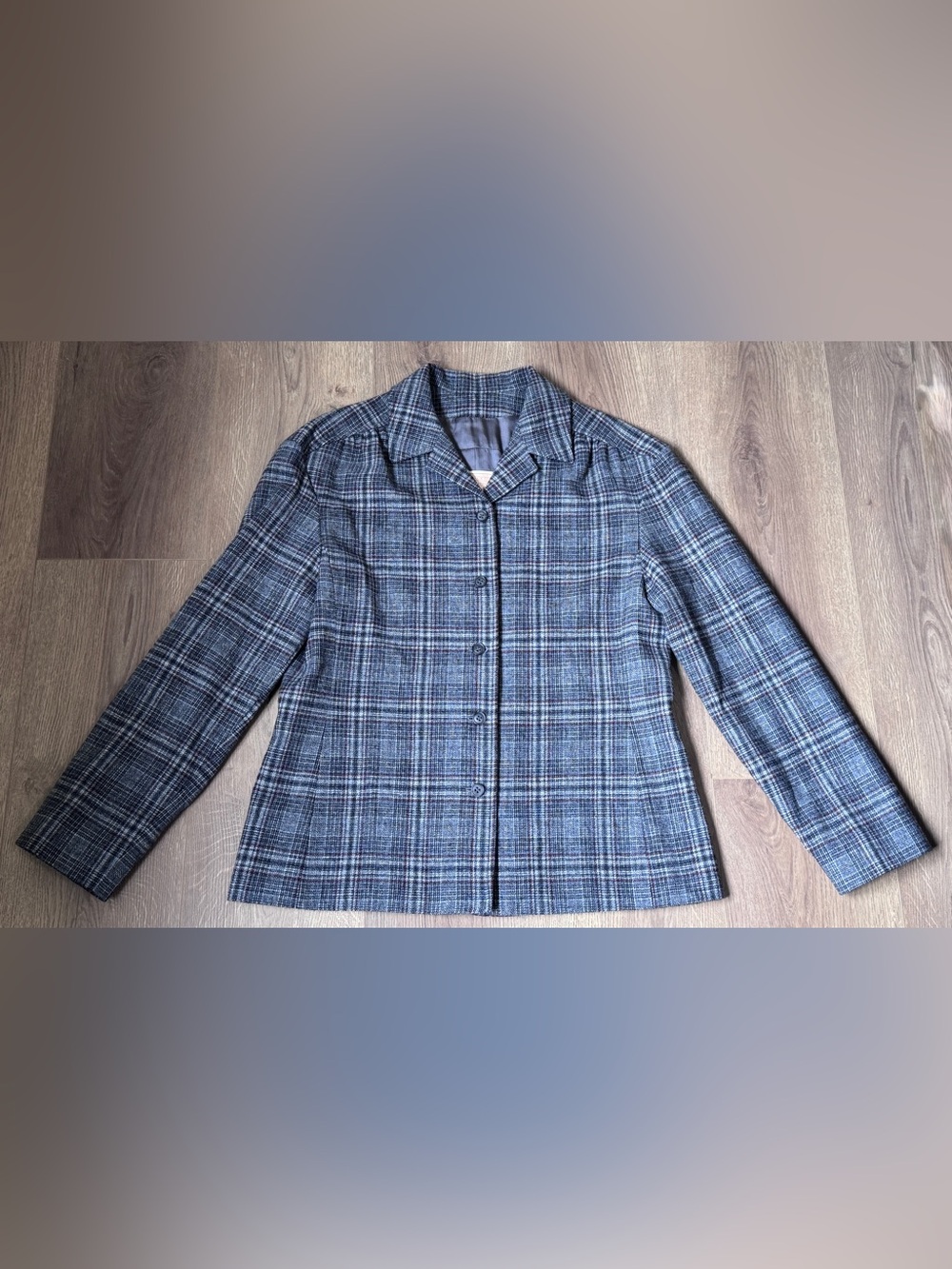Vintage Pendleton Blazer Womens Medium Gray Plaid 100% Virgin Wool Lined USA 80s